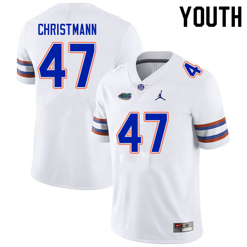 Youth #47 Jace Christmann Florida Gators College Football Jerseys Sale-White - Click Image to Close